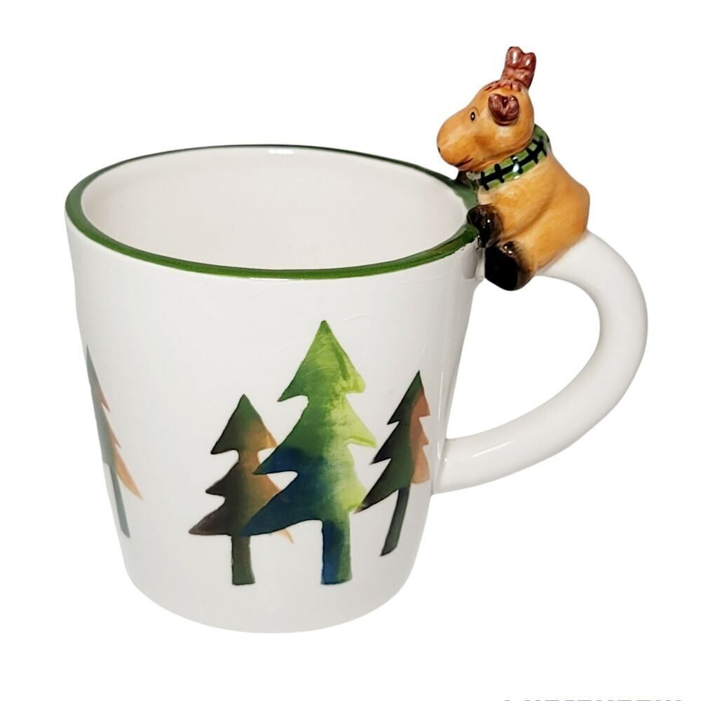 Harry & David‎ 12oz Coffee Tea Mug Reindeer Moose Christmas Sculpted Handle